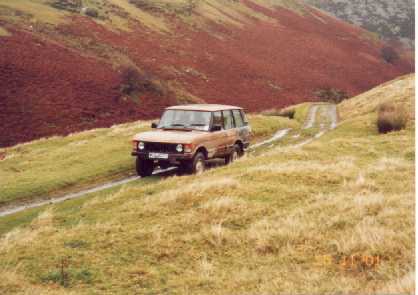 Classic Rangerover "the Beast" at the start of Wayfarers Way in Wales