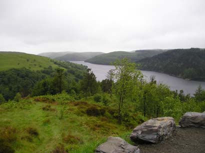 View across Llyn Bryne Reservoir