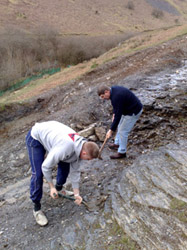 filling the step on mountain track