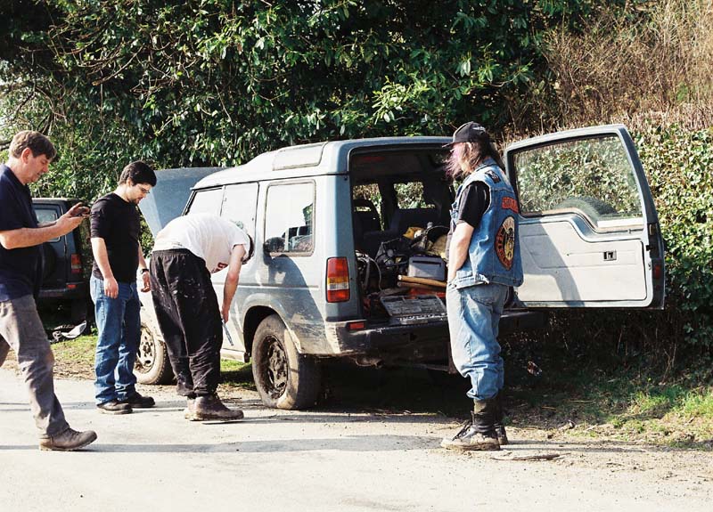Land Rover Discovery with a flat tyre