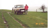 Carl Tuffin posing with the Range Rover at Cefn Hir Fynydd 