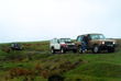 Consolidating the convoy halfway down Cefn Hir-fynydd lane