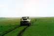 "Uriah" the Landrover 110 on a high mountain top track in the northern part of mid-Wales