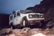 Uriah the Land Rover 110 climbing Stanage Edge on the October 2002 GLASS weekend in Derbyshire