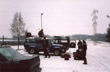 Loading up the Landrovers in the snow