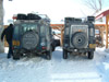 Landrover series and 110 CSW in mid winter in Gorzanka, south east Poland