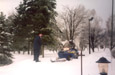 Genea and Phil trying out the snow mobile