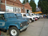 Landrover 110 CSW outside AJD's awaiting puncture repair