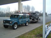 Landrover 110 CSW with Landrover Series on recovery trailer somewhere in Belgium