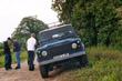 Taking a rest David, Mark and Dick with the Landrover 110 3.5V8 CSW