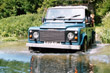 Dick's Landrover 110 3.5V8 CSW crossing up river from Barwick ford