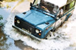 Landrover 110 3.5V8 CSW charging out of the river near Barwick