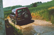 Phil's Landrover Discovery 3.5V8 emerging from the river near Standon