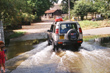 Land Rover Discovery fording the river at Latchford 