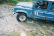 Richard driving the Landrover 110 CSW across the first stream in Stata Florida