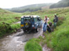 Landrover 110 CSW crosses the stream in Strata Florida