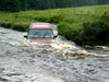 Phil wading the deep crossing in his Landrover Discovery