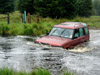 Phil's Landrover Discovery wading at Strata Florida