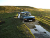 David making a splash in the Discovery in Cefn Hir-fynydd lane