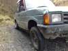 Cross axled Discovery 200TDI climbing the mountain track above Fron in Wales